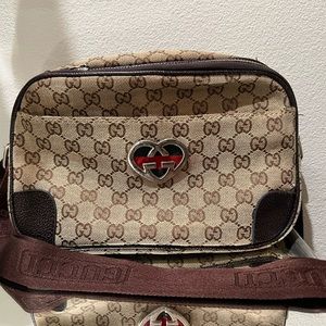 Brown and beige crossbody luxury bag